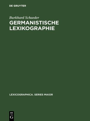 cover image of Germanistische Lexikographie